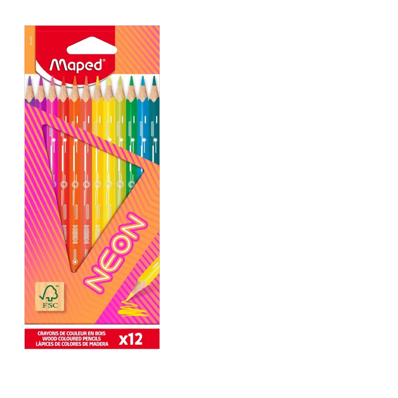Drvene bojice set 12 (Neon) | Maped