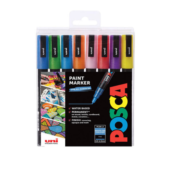 UNI Akrilni Marker Set POSCA 0.9-1.3mm (PC-3M Šljokice)